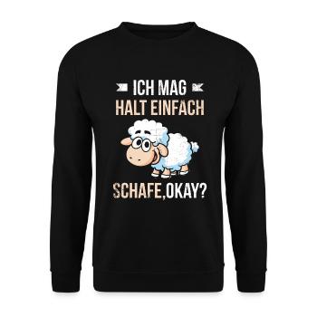 Ich mag einfach Schafe, Okay? Schaf - Unisex Pullover - Schwarz - Vorne - Alina (178cm) & Michal (187cm)