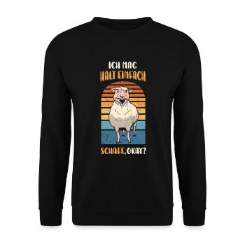 Ich mag einfach Schafe, Okay? Schaf - Unisex Pullover - Schwarz - Vorne - Alina (178cm) & Michal (187cm)