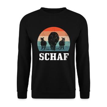 Retro Schaf Design, Schafe - Unisex Pullover - Schwarz - Vorne - Alina (178cm) & Michal (187cm)
