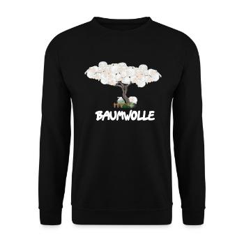 Baumwolle Wortspiel Schaf auf Baum, Schaf - Unisex Pullover - Schwarz - Vorne - Alina (178cm) & Michal (187cm)