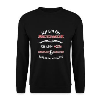 Ich bin ein Multitasker ... cooler Fun Spruch - Unisex Pullover - Schwarz - Vorne - Alina (178cm) & Michal (187cm)