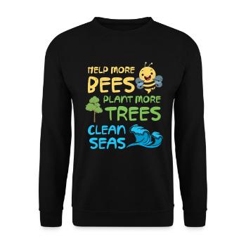 Help more bees, plant more trees, - Unisex Sweatshirt - black - Front - Alina (178cm) & Michal (187cm)