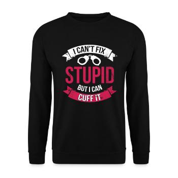 Ich Kann Dummheit Nicht Reparieren, Aber Ich Kann - Unisex Pullover - Schwarz - Vorne - Alina (178cm) & Michal (187cm)