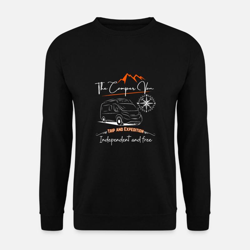 Camper Kastenwagen Wohnmobil Spruch + Motiv - Unisex Pullover - Schwarz
