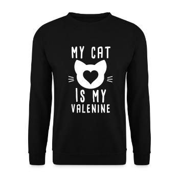 my cat is my valentine cat lover - Unisex Sweatshirt - black - Front - Alina (178cm) & Michal (187cm)