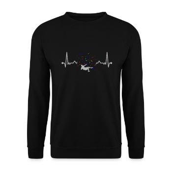 Bouldern Boulderer Herzschlag - Unisex Pullover - Schwarz - Vorne - Alina (178cm) & Michal (187cm)