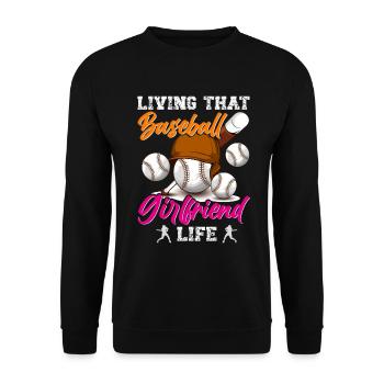 Baseball Spieler Baseball Spielerin Baseball Team - Unisex Pullover - Schwarz - Vorne - Alina (178cm) & Michal (187cm)