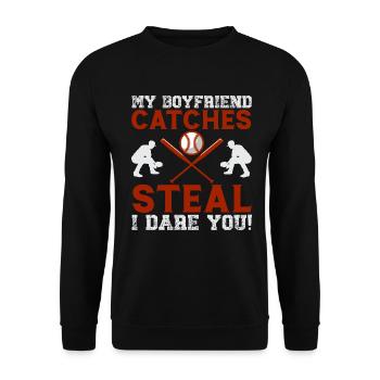 Baseball Spieler Baseball Spielerin Baseball Team - Unisex Pullover - Schwarz - Vorne - Alina (178cm) & Michal (187cm)