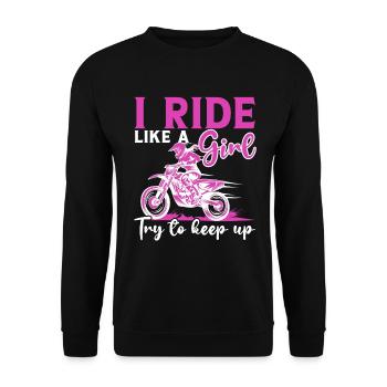 Motocross Fille Motocross Femme Moto tout-terrain - Sweat-shirt Unisexe - noir - Devant - Alina (178cm) & Michal (187cm)