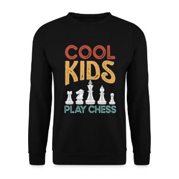 Schach Figuren Schachbrett Schachspieler Schach - Unisex Pullover - Schwarz - Vorne - Alina (178cm) & Michal (187cm)