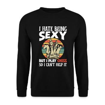 Schach Figuren Schachbrett Schachspieler Schach - Unisex Pullover - Schwarz - Vorne - Alina (178cm) & Michal (187cm)