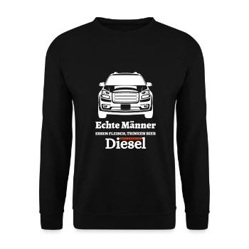 Echte Männer Essen Fleisch Trinken Bier ... - Unisex Pullover - Schwarz - Vorne - Alina (178cm) & Michal (187cm)