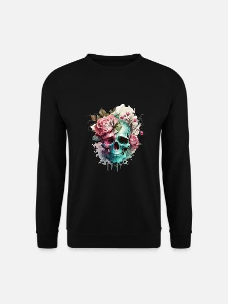 Totenkopf mit Rosen - Skull Dia De Los Muertos - Unisex Pullover - Schwarz