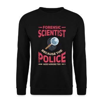 Forensiker Die Polizei Braucht Helden, - Unisex Pullover - Schwarz - Vorne - Alina (178cm) & Michal (187cm)