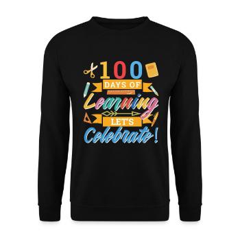 100 jours d’apprentissage Célébrons - Sweat-shirt Unisexe - noir - Devant - Alina (178cm) & Michal (187cm)