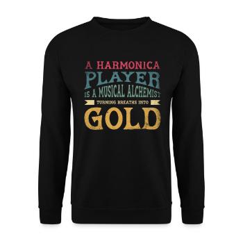 Turning Breaths Ino Gold, - Unisex Sweatshirt - black - Front - Alina (178cm) & Michal (187cm)
