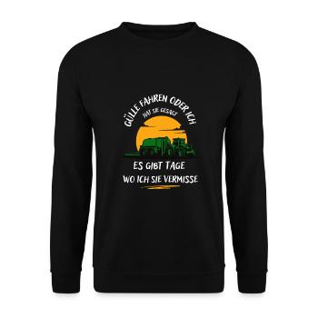 Landwirt-Gülle fahren oder ich hat sie gesagt ... - Unisex Pullover - Schwarz - Vorne - Alina (178cm) & Michal (187cm)