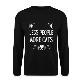 Weniger Menschen Mehr Katzen Lustiger Katzenliebhaber - Unisex Pullover - Schwarz - Vorne - Alina (178cm) & Michal (187cm)