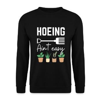 Hacken ist ein einfacher lustiger Gärtnerspruch - Unisex Pullover - Schwarz - Vorne - Alina (178cm) & Michal (187cm)