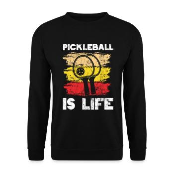 Life is amazing, Pickleball does it - Unisex Sweatshirt - black - Front - Alina (178cm) & Michal (187cm)