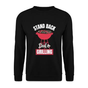 Stand Back Papa est en train de griller drôle de grill Citation BBQ - Sweat-shirt Unisexe - noir - Devant - Alina (178cm) & Michal (187cm)