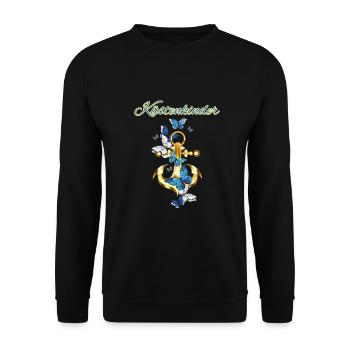 Küstenkinder-Anker mit Schmetterlingen - Unisex Pullover - Schwarz - Vorne - Alina (178cm) & Michal (187cm)