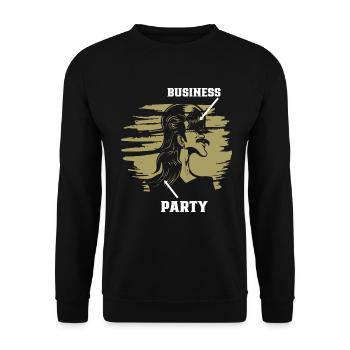 Mullet Frisur Vokuhila Frisur - Unisex Pullover - Schwarz - Vorne - Alina (178cm) & Michal (187cm)