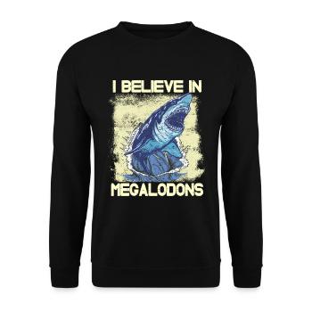 I believe in megalodons - Unisex Pullover - Schwarz - Vorne - Alina (178cm) & Michal (187cm)