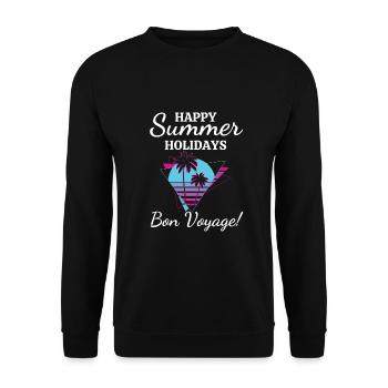 Happy Summer Holidays-Bon Voyage!-Summer Holiday - Unisex Sweatshirt - black - Front - Alina (178cm) & Michal (187cm)