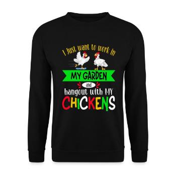 Jardinage Poulets Fermier Poulets Amoureux Jardin - Sweat-shirt Unisexe - noir - Devant - Alina (178cm) & Michal (187cm)