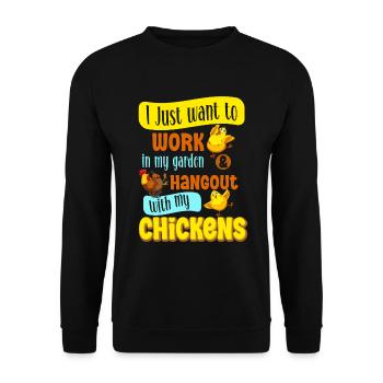 Jardinage Poulets Fermier Poulets Amoureux Jardin - Sweat-shirt Unisexe - noir - Devant - Alina (178cm) & Michal (187cm)