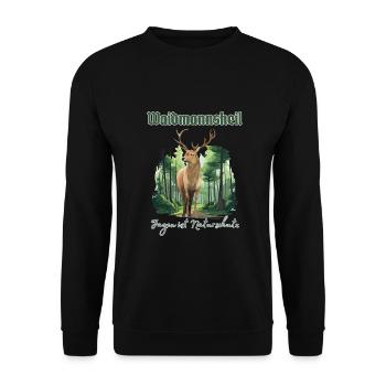 Jäger Outfit Waidmannsheil - Jagen ist Naturschutz - Unisex Pullover - Schwarz - Vorne - Alina (178cm) & Michal (187cm)