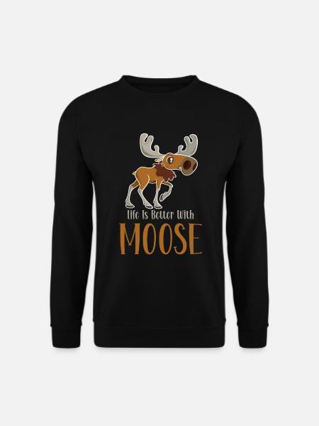 Mit Elch ist das Leben besser! Lustig Elch Spruch - Unisex Pullover - Schwarz