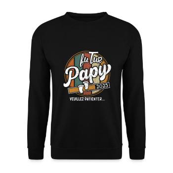 Futur Papy 2025 Cadeau Homme annonce grossesse - Sweat-shirt Unisexe - noir - Devant - Alina (178cm) & Michal (187cm)