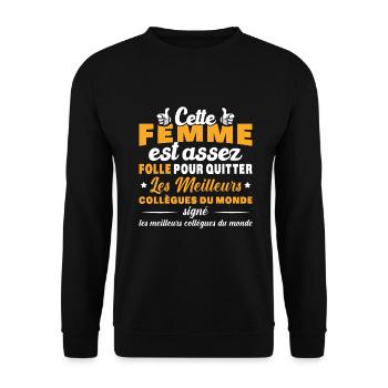 Départ Collègue de Travail Nouvel Emploi Retraite - Sweat-shirt Unisexe - noir - Devant - Alina (178cm) & Michal (187cm)