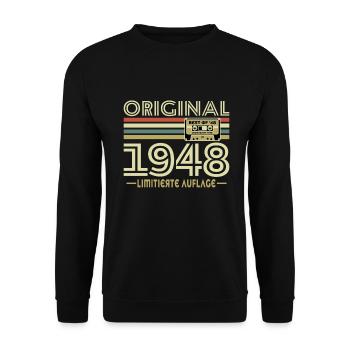 Original 1948 Vintage Birthday Gift - Unisex Sweatshirt - black - Front - Alina (178cm) & Michal (187cm)