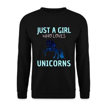 Nur Ein Mädchen, Das Einhörner Liebt. - Unisex Pullover - Schwarz - Vorne - Alina (178cm) & Michal (187cm)