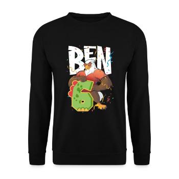 Bald eagle design for sixth birthday - Unisex Sweatshirt - black - Front - Alina (178cm) & Michal (187cm)