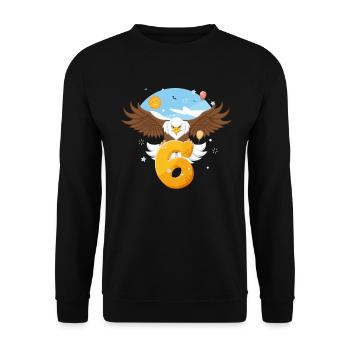 Bald eagle design for sixth birthday - Unisex Sweatshirt - black - Front - Alina (178cm) & Michal (187cm)
