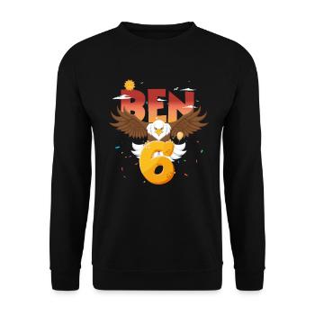 Bald eagle design for sixth birthday - Unisex Sweatshirt - black - Front - Alina (178cm) & Michal (187cm)