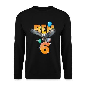 Bald eagle design for sixth birthday - Unisex Sweatshirt - black - Front - Alina (178cm) & Michal (187cm)