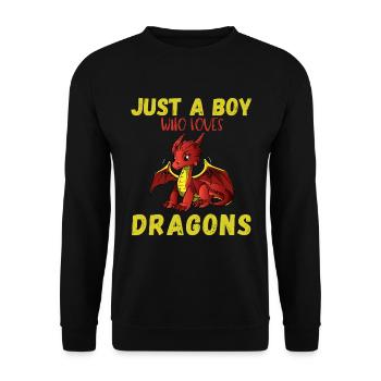 Just A Boy Who Loves Dragons - Unisex Sweatshirt - black - Front - Alina (178cm) & Michal (187cm)