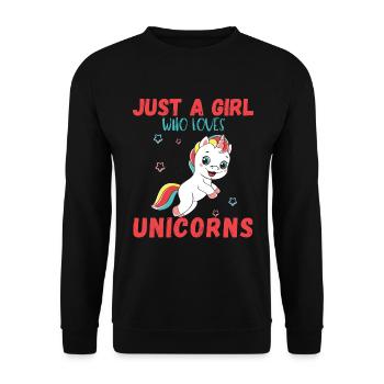 Nur Ein Mädchen, Das Einhörner Liebt. - Unisex Pullover - Schwarz - Vorne - Alina (178cm) & Michal (187cm)