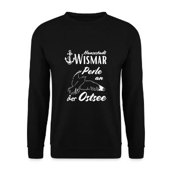 Wismar Hansestadt Wismar Perle an der Ostsee - Unisex Pullover - Schwarz - Vorne - Alina (178cm) & Michal (187cm)