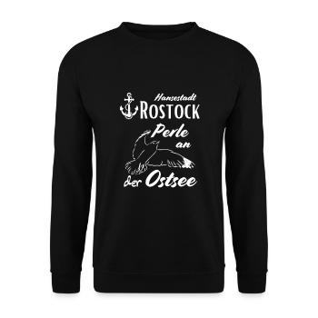 Rostock Hansestadt Rostock Perle an der Ostsee - Unisex Pullover - Schwarz - Vorne - Alina (178cm) & Michal (187cm)