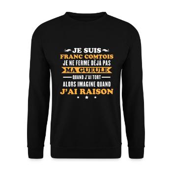 Franc Comtois Ich halte meinen Mund nicht Franche Comté - Unisex Pullover - Schwarz - Vorne - Alina (178cm) & Michal (187cm)