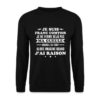 Franc Comtois Ich halte meinen Mund nicht Franche Comté - Unisex Pullover - Schwarz - Vorne - Alina (178cm) & Michal (187cm)