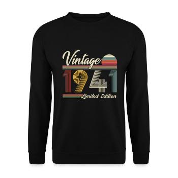 1941 Vintage Retro Geburtstagsgeschenk - Unisex Pullover - Schwarz - Vorne - Alina (178cm) & Michal (187cm)