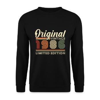 40 Ans 1986 Vintage Rétro Cadeau D'anniversaire - Sweat-shirt Unisexe - noir - Devant - Alina (178cm) & Michal (187cm)