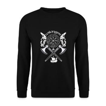 Viking-Symboles Viking-Runes vikings - Sweat-shirt Unisexe - noir - Devant - Alina (178cm) & Michal (187cm)